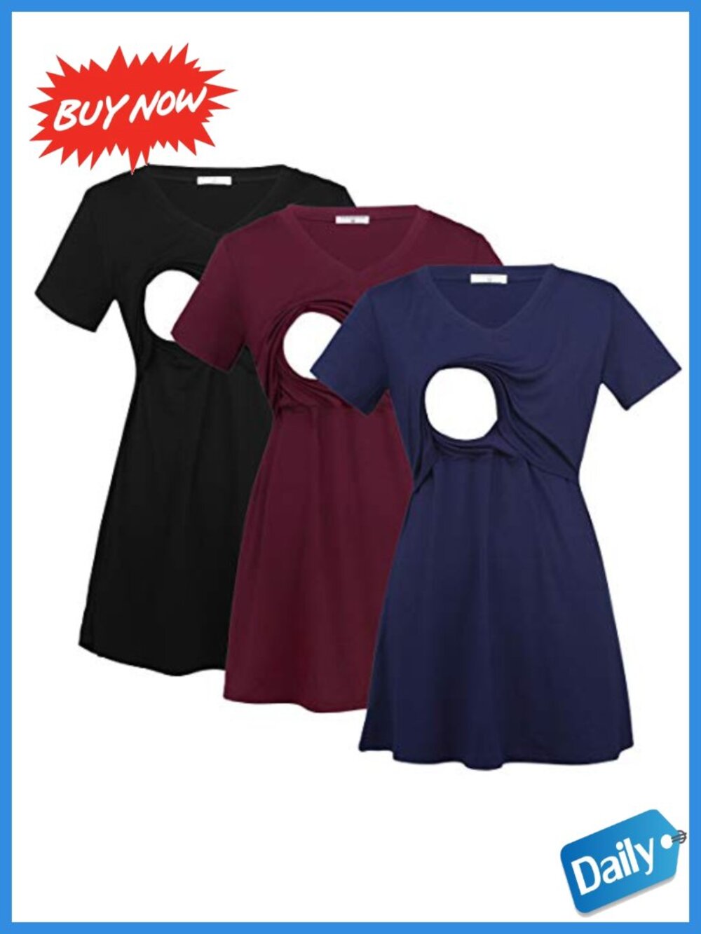 V Neck Nursing Tank Tops Maternity Breastfeeding Tee 3 Pack